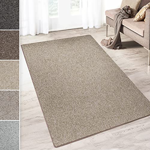 casa pura Kurzflor Teppich Carlton | Flachgewebe dezent Gemustert | robuster Schlingenteppich in vielen Größen | als Wohnzimmerteppich, Küchenteppich, Schlafzimmerteppich (Beige - 100 x 100 cm) von casa pura