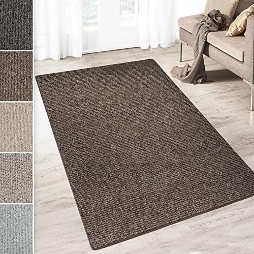 casa pura Kurzflor Teppich Carlton | Flachgewebe dezent Gemustert | robuster Schlingenteppich in vielen Größen | als Wohnzimmerteppich, Küchenteppich, Schlafzimmerteppich (Braun - 80x150 cm) von casa pura