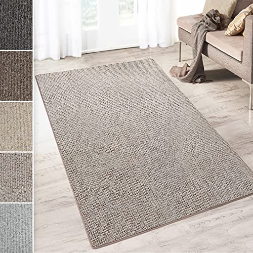 casa pura Kurzflor Teppich Carlton | Flachgewebe dezent Gemustert | robuster Schlingenteppich in vielen Größen | als Wohnzimmerteppich, Küchenteppich, Schlafzimmerteppich (Grau-Beige - 100x150 cm) von casa pura