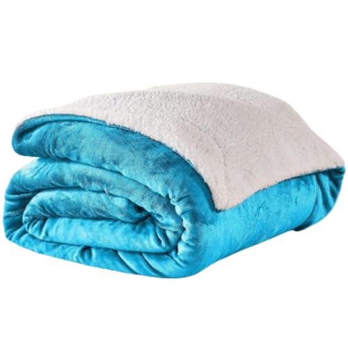 casa pura Kuscheldecke 220x240cm große Flauschige & weiche Sofadecke als Schlafzimmer Deko aus Flanell Sherpa 2cm Dicke Sofaüberwurf Wärmedecke für Zimmer Deko, Balkon, Camping, Himmelblau Glory von casa pura