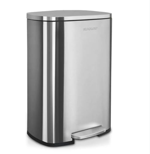 casa pura Mülleimer bis zu 72 Liter - Abfalleimer aus Edelstahl - Mülltrennsystem für Küche - Treteimer - Abfallsammler - Inneneimer mit Tragegriff (Dustin - Edelstahl, 30 Liter) von casa pura