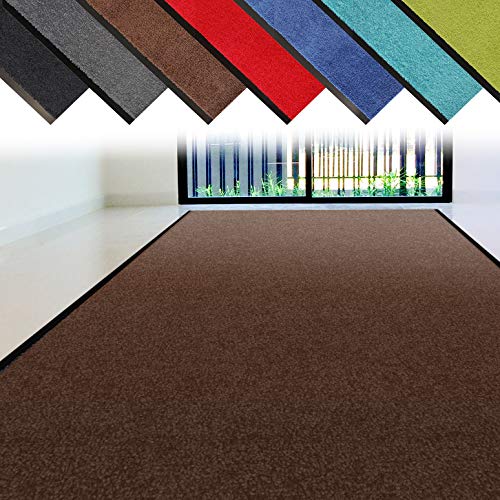 casa pura Schmutzfangläufer Meterware | 1,2 m breiter Flur Teppich gegen Feuchtigkeit und Schmutz | rutschfest und einfarbig (Braun - 3,5 m Länge) von casa pura