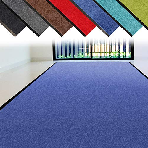 casa pura Schmutzfangläufer Meterware | 2 m breiter Flur Teppich gegen Feuchtigkeit und Schmutz | rutschfest und einfarbig (Blau - 4 m Länge) von casa pura