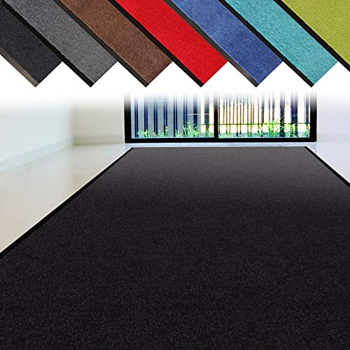 casa pura Schmutzfangläufer Meterware | 90 cm breiter Flur Teppich gegen Feuchtigkeit und Schmutz | rutschfest und einfarbig (Schwarz - 2,5 m Länge) von casa pura