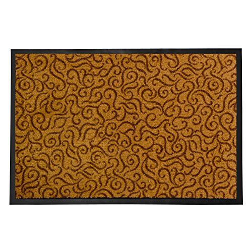 casa pura Schmutzfangmatte Brasil für den Eingangsbereich | mit Ornament | rutschfest & flach | Messing | 3 Größen (60x90cm) von casa pura