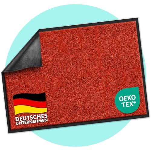 casa pura Schmutzfangmatte Rhine, Fußmatte, Türmatte für Eingangsbereich, Fußabtreter, Türvorleger, Sauberlaufmatte (90x150 cm, Rot) von casa pura