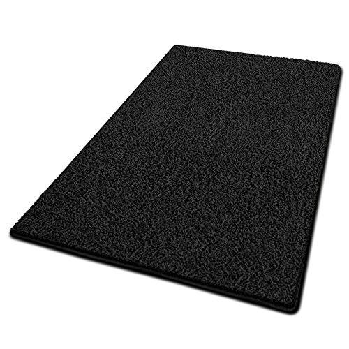 casa pura Shaggy Teppich Läufer Barcelona | weicher & Flauschiger Hochflor Wohnteppich für Wohnzimmer, Schlafzimmer, Kinkerzimmer, Flur mit Anti-Rutsch Unterseite | Meterware | 300x400cm | Schwarz von casa pura