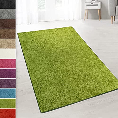 casa pura Teppich Wohnzimmer Grün Flauschiger Teppich 100x350cm Läufer, weicher Wohnteppich Deko für Schlafzimmer, Kinderzimmer, Flur mit antirutsch Unterseite, Shaggy Hochfloor Barcelona von casa pura