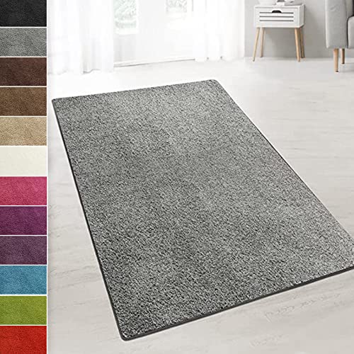 casa pura Teppich Wohnzimmer Grau Flauschiger Teppich 66x350cm Läufer, weicher Wohnteppich Deko für Schlafzimmer, Kinderzimmer, Flur mit antirutsch Unterseite, Shaggy Hochfloor Barcelona von casa pura