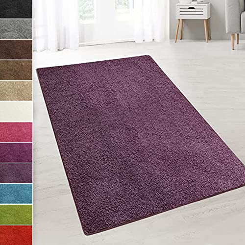 casa pura Teppich Wohnzimmer Lila Flauschiger Teppich 80x350cm Läufer, weicher Wohnteppich Deko für Schlafzimmer, Kinderzimmer, Flur mit antirutsch Unterseite, Shaggy Hochfloor Barcelona von casa pura