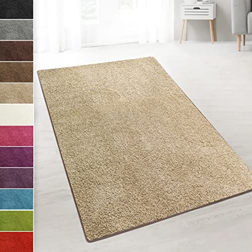 casa pura Teppich Wohnzimmer Beige Flauschiger Teppich 100x250cm Läufer, weicher Wohnteppich Deko für Schlafzimmer, Kinderzimmer, Flur mit antirutsch Unterseite, Shaggy Hochfloor Barcelona von casa pura