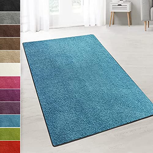 casa pura Teppich Wohnzimmer Hellblau Flauschiger Teppich 100x200cm Läufer, weicher Wohnteppich Deko für Schlafzimmer, Kinderzimmer, Flur mit antirutsch Unterseite, Shaggy Hochfloor Barcelona von casa pura