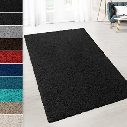 casa pura Shaggy Teppich Prestige | Flauschiger Hochflor Langflor | Zur Dekoration von Wohnzimmer, Schlafzimmer, Kinderzimmer | schadstoffgeprüft | 8 Moderne Farben in 5 Größen (200x200cm, dunkelgrau) von casa pura