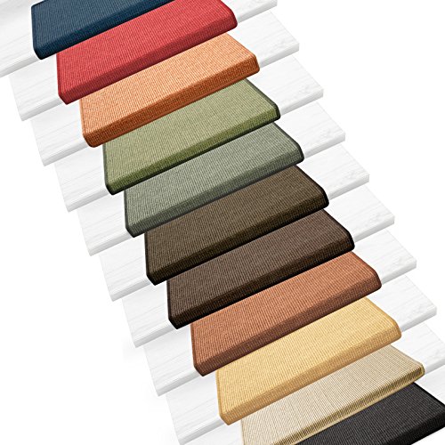 casa pura Sisal Stufenmatten im 15er Set | 100% Naturfaser in 2 Größen | sicherer Halt auf Ihrer Treppe | rechteckig 65x24 cm mit Lippe - Terra von casa pura