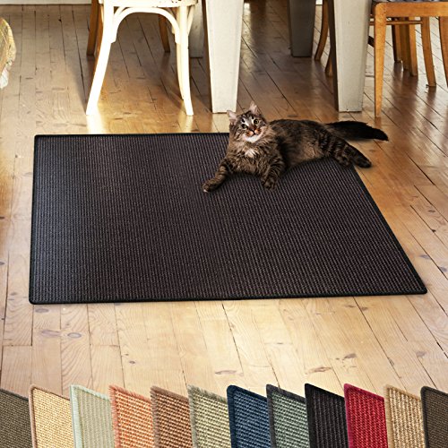 casa pura Katzen Kratzmatte aus Natur Sisal Kratzteppich Kratzmöglichkeiten für Katzen Kratzmöbel für Wand oder Boden - robust & waschba 60x80 cm Schwarz von casa pura