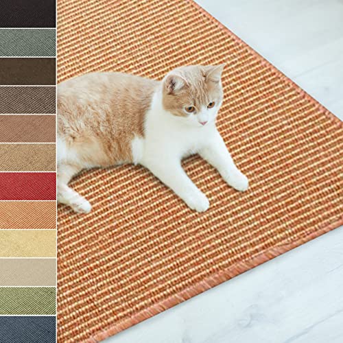 casa pura Katzen Kratzmatte aus Natur Sisal Kratzteppich Kratzmöglichkeiten für Katzen Kratzmöbel für Wand oder Boden - robust & waschba 50 x 100 Terra von casa pura