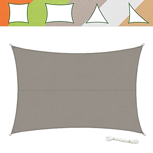 casa pura Sonnensegel 5 x 7 m, Grau - inkl. Befestigungsmaterial - Rechteck - Reißfestes Polyester-Gewebe - Wasserabweisend imprägniert - Sonnenschutz von casa pura