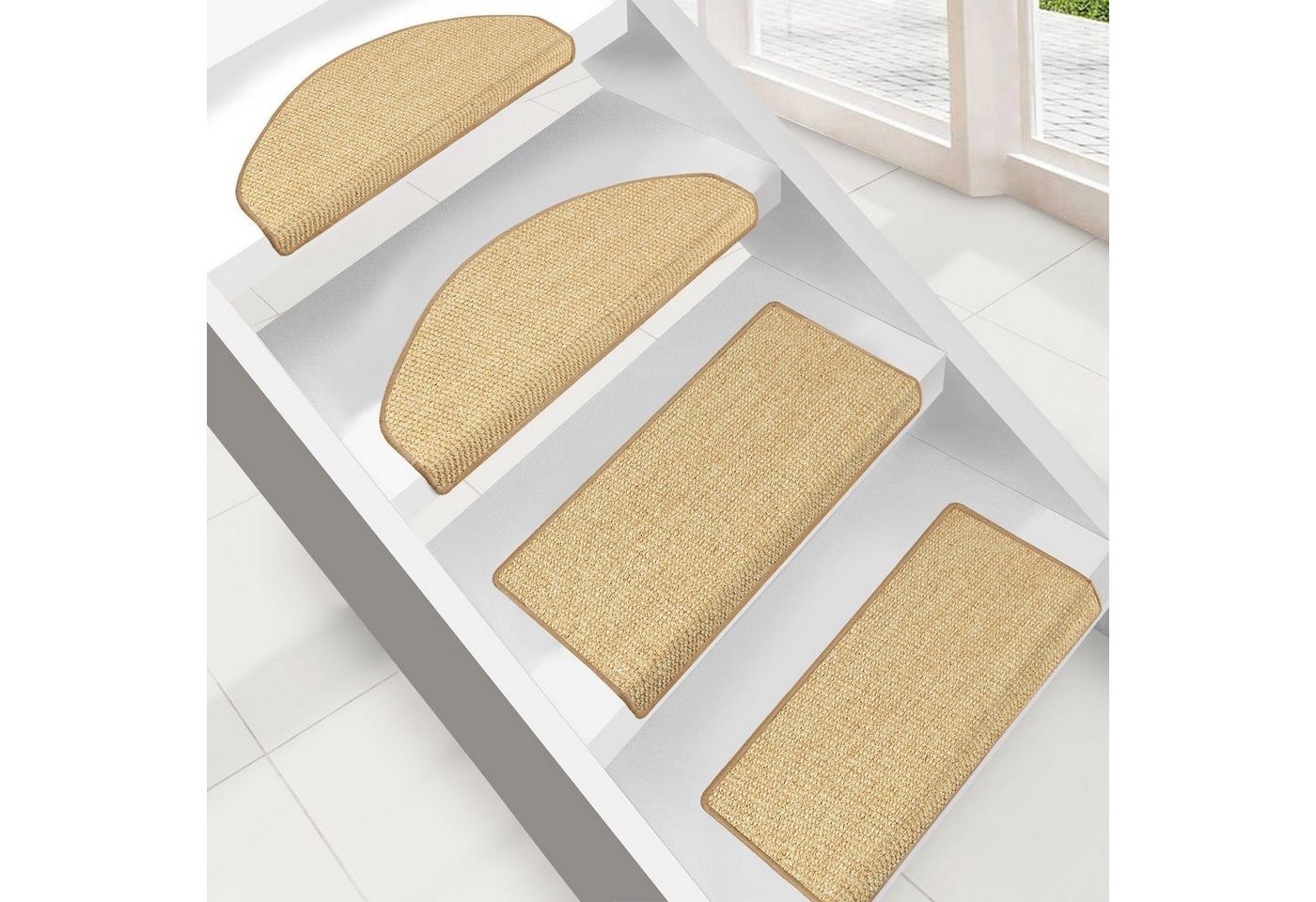 casa pura Stufenmatte Sylt Natur, Treppenschoner erhältlich in 3 Größen, Treppenschutz, Halbrund, Höhe: 6 mm, 100% Sisal von casa pura