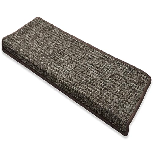casa pura Stufenmatten Carlton - Attraktiver Treppenschutz für Innen - Halbrund oder rechteckig (Rechteckig - 15 Stück, Braun) von casa pura