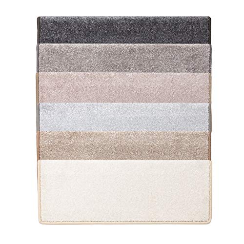 casa pura Stufenmatten innen 15 stück Treppenteppich selbstklebend und antirutsch mit kuschlig weichem Flor | Treppen Teppichstufen gekettelt rechteckig Beige | 65 x 23,5 x 1,3 cm (Sundae) von casa pura