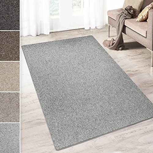 casa pura Teppich Läufer Carlton | Flachgewebe dezent Gemustert | Teppichläufer in vielen Größen | als Küchenläufer, Flurläufer (Hellgrau - 100x600 cm) von casa pura