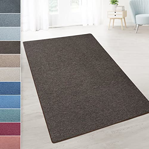 casa pura Teppich Läufer London - Meterware - Teppichläufer für Wohnzimmer, Flur, Küche - Flacher Schlingenflor (Dunkelbraun - 200x600 cm) von casa pura