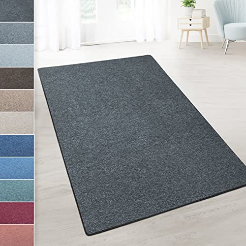 casa pura Teppich Läufer London - Meterware - Teppichläufer für Wohnzimmer, Flur, Küche - Flacher Schlingenflor (Anthrazit - 200x400 cm) von casa pura