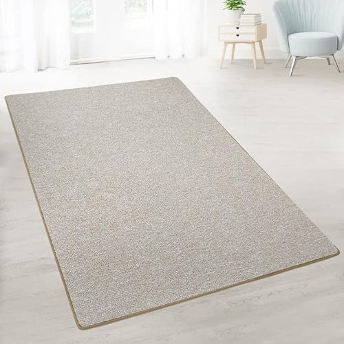 casa pura Teppich Läufer London - Meterware - Teppichläufer für Wohnzimmer, Flur, Küche - Flacher Schlingenflor (Beige - 240x200 cm) von casa pura