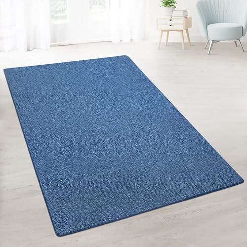 casa pura Teppich Läufer London - Meterware - Teppichläufer für Wohnzimmer, Flur, Küche - Flacher Schlingenflor (Dunkelblau - 200x350 cm) von casa pura