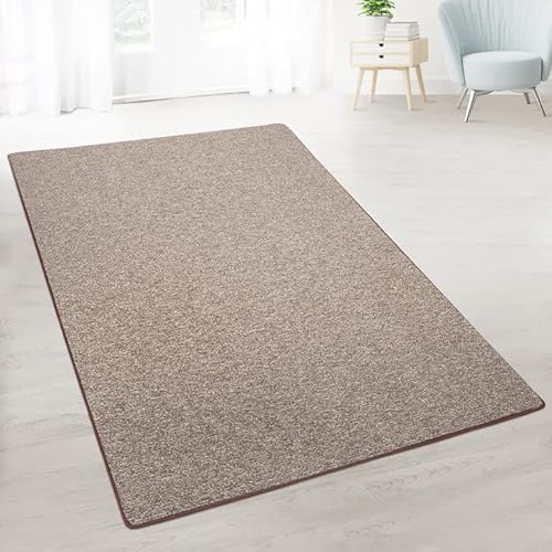 casa pura Teppich Läufer London - Meterware - Teppichläufer für Wohnzimmer, Flur, Küche - Flacher Schlingenflor (Hellbraun - 80x250 cm) von casa pura