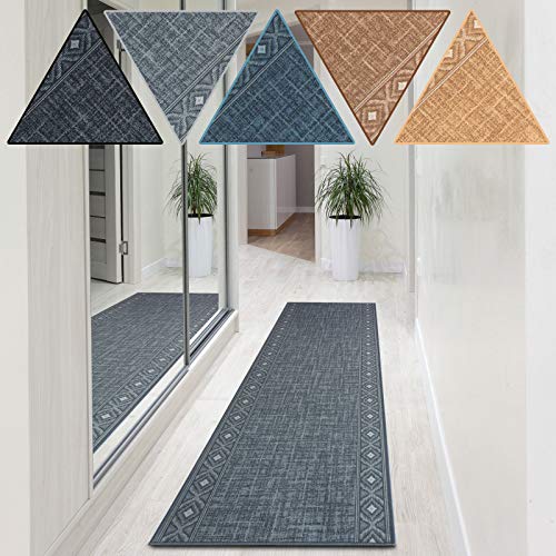 casa pura Teppich Läufer Sarah | Melierter Design Teppichläufer mit Bordüre | Rutschfester Rücken | für Wohnzimmer, Flur, Küche | Kurzflor Meterware in 5 Farben (Anthrazit, 67x200 cm) von casa pura
