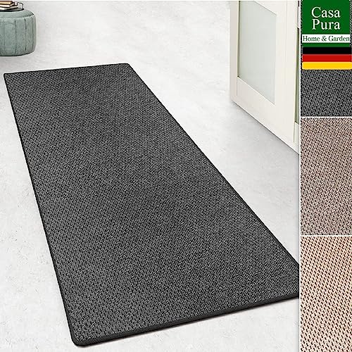 casa pura Teppich Läufer für Küche, Flur & Wohnraum - Teppichläufer auf Maß in Sisal Optik - Meterware - Flurteppich - Küchenläufer - Wohnzimmer Teppich (Kalkuta, Anthrazit, 100x400cm (BxL)) von casa pura