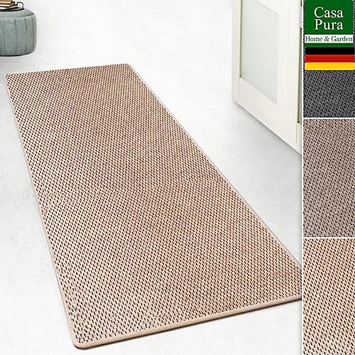 casa pura Teppich Läufer für Küche, Flur & Wohnraum - Teppichläufer auf Maß in Sisal Optik - Meterware - Flurteppich - Küchenläufer - Wohnzimmer Teppich (Kalkuta, Beige, 100x400cm (BxL)) von casa pura