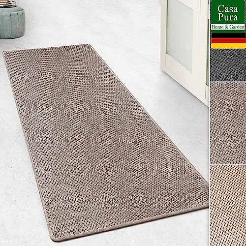 casa pura Teppich Läufer für Küche, Flur & Wohnraum - Teppichläufer auf Maß in Sisal Optik - Meterware - Flurteppich - Küchenläufer - Wohnzimmer Teppich (Kalkuta, Taupe, 100x100cm (BxL)) von casa pura