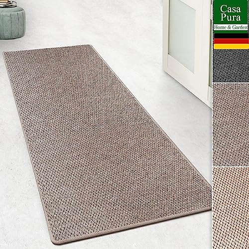 casa pura Teppich Läufer für Küche, Flur & Wohnraum - Teppichläufer auf Maß in Sisal Optik - Meterware - Flurteppich - Küchenläufer - Wohnzimmer Teppich (Kalkuta, Taupe, 100x150cm (BxL)) von casa pura