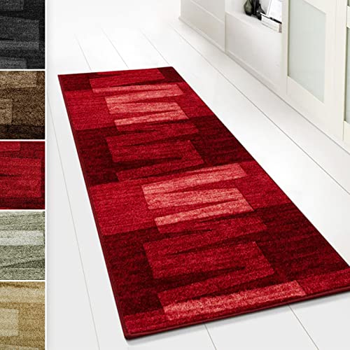 casa pura Teppich Läufer für Küche Via Veneto Flur & Wohnraum - Teppichläufer auf Maß - Meterware - Flurteppich - Küchenläufer - Brücke - Wohnzimmer Teppich 80x700 cm | 5,6m² - Rot casa pura Teppich Läufer für Küche Via Veneto Flur & Wohnraum - Teppichläufer auf Maß - Meterware - Flurteppich - Küchenläufer - Brücke - Wohnzimmer Teppich 80x700 cm | 5,6m² - Rot von casa pura