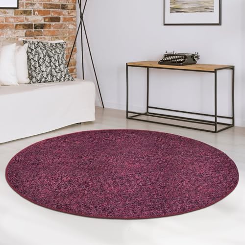 casa pura Teppich rund 120cm Durchmesser, Weinrot Rutschfester & Flacher Flurteppich, Wohnzimmerteppich, Küchenteppich, Schlafzimmerteppich ideal auch als Schreibtischstuhl Unterlage, London casa pura Teppich rund 120cm Durchmesser, Weinrot Rutschfester & Flacher Flurteppich, Wohnzimmerteppich, Küchenteppich, Schlafzimmerteppich ideal auch als Schreibtischstuhl Unterlage, London von casa pura