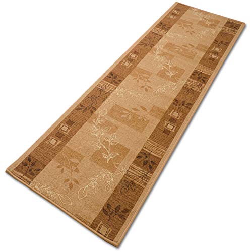 casa pura Teppichläufer mit Muster - maßgefertigter Teppich Läufer für Küche, Flur & Wohnraum - Akzent Beige (80 x 100 cm) von casa pura