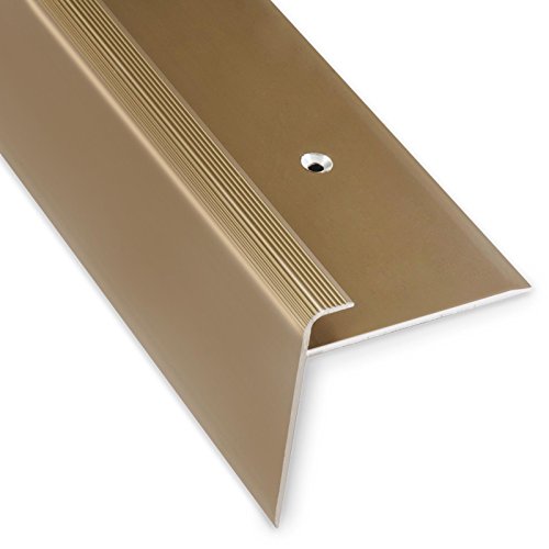 casa pura Treppenkantenprofil 134cm in F-Form aus Aluminium für Laminat | Safety | Bronze (Hell) | 53mm Höhe mit einer Einfasshöhe von 7-8mm von casa pura