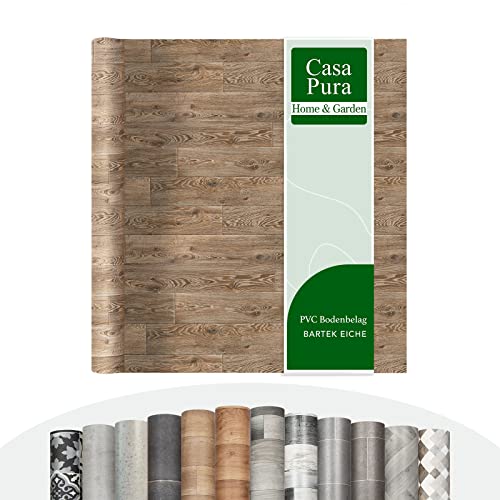 casa pura Vinylboden Meterware Holzoptik Fliesenoptik Steinoptik - PVC Bodenbelag - Vinyl Designbelag für Küche, Bad & Wohnbereich (Bartek Eiche, 200x100 cm) von casa pura