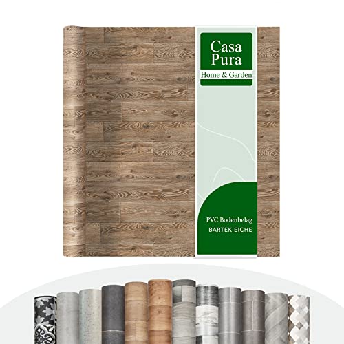 casa pura Vinylboden Meterware Holzoptik Fliesenoptik Steinoptik - PVC Bodenbelag - Vinyl Designbelag für Küche, Bad & Wohnbereich (Bartek Eiche, 200x400 cm) von casa pura