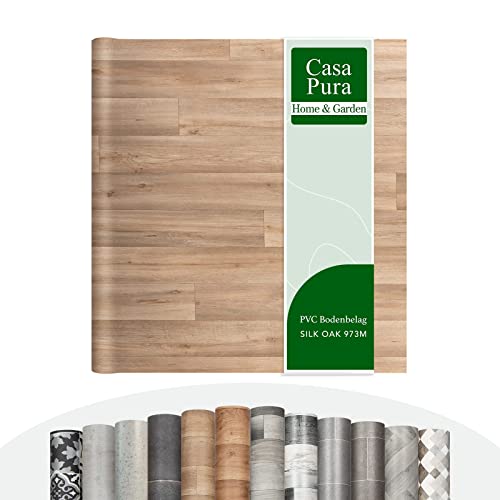 casa pura Vinylboden Meterware Atlantic - Holzoptik Fliesenoptik Steinoptik - PVC Bodenbelag - Vinyl Designbelag für Küche, Bad & Wohnbereich (Silk Oak 973M, 100x1500 cm) von casa pura