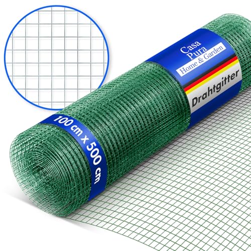 casa pura Volierendraht Drahtgitter feinmaschig 100cm hoch x 5m lang für Hochbeet 4-Eck Drahtgeflecht, Nagergitter, Vogeldraht, Volierengitter, Gitterdraht, Drahtzaun grüne PVC Maschen-Weite 13x13mm casa pura Volierendraht Drahtgitter feinmaschig 100cm hoch x 5m lang für Hochbeet 4-Eck Drahtgeflecht, Nagergitter, Vogeldraht, Volierengitter, Gitterdraht, Drahtzaun grüne PVC Maschen-Weite 13x13mm von casa pura