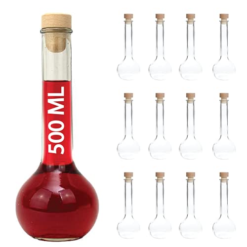 casavetro 4, 12, 20 x 500 ml TUL Leere Saft Glasflaschen mit Korkstopfen Weinflasche Schnapsflasche Essig Öl Glasflaschen 0,5 Liter l (12 x 500 ml) von casavetro