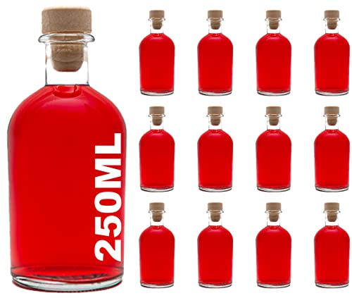 casavetro 12 x 250 ml Glasflaschen Leer New-Bost-HGK Kleine Apotheker-Flasche mit Korken Verschluss, 0,25 Liter l von casavetro