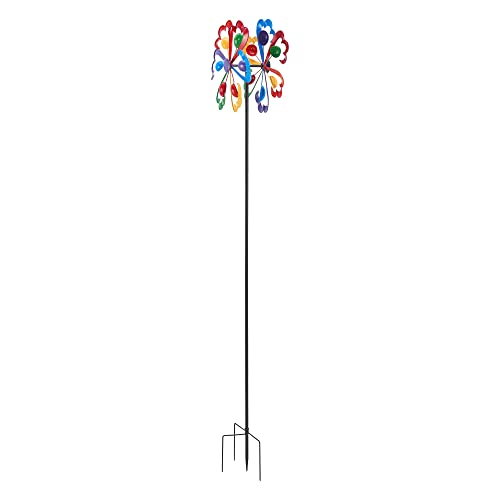 Windrad Bindal für draußen 185 cm hoch Windspiel aus Metall Gartenpflock für Terrasse und Garten Gartendeko Mehrfarbig von casa.pro
