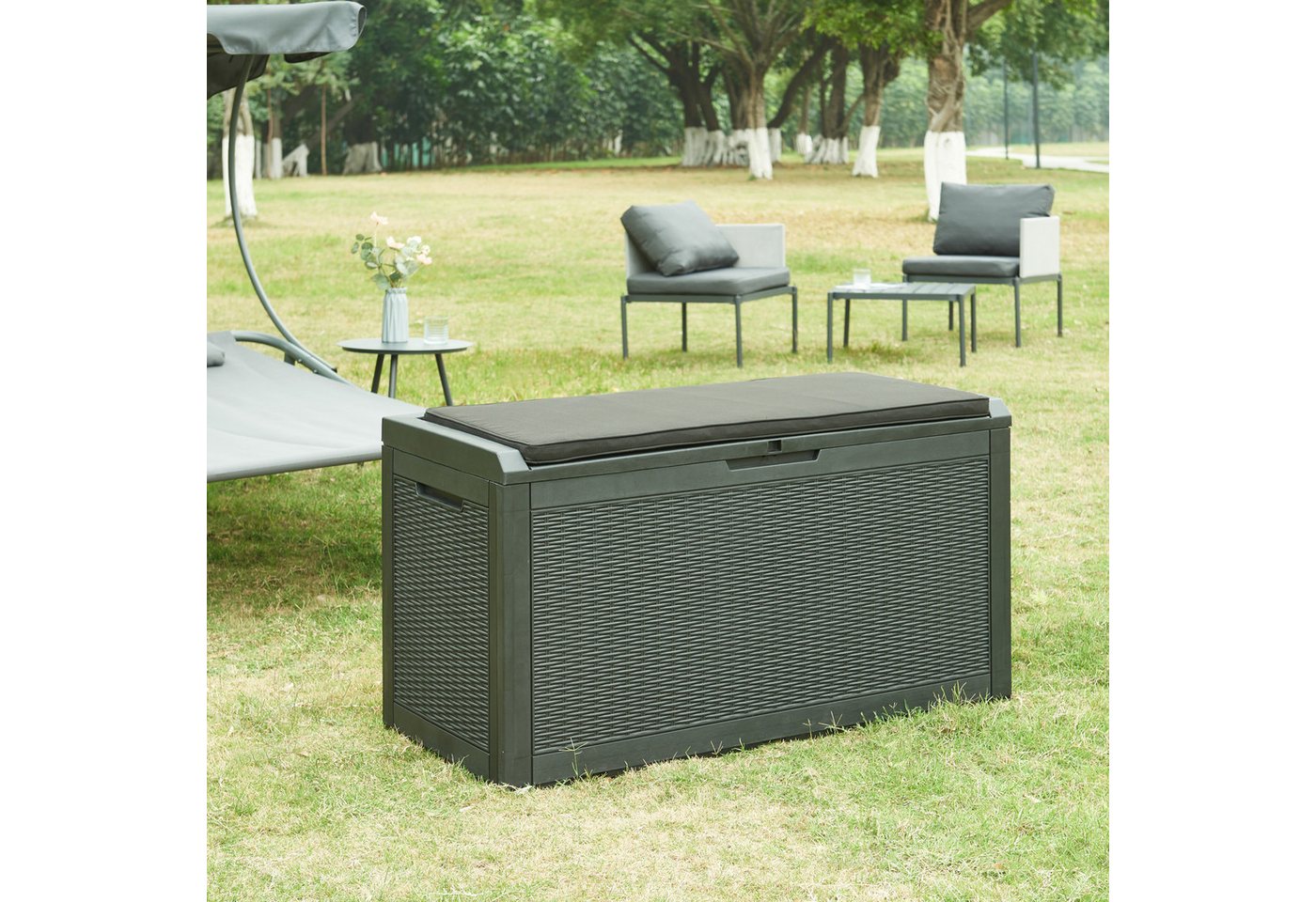 casa.pro Auflagenbox, »Atella« Kissenbox mit Deckel Rattanoptik 122x54,5x65cm von casa.pro