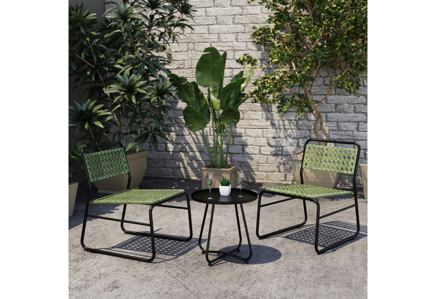 casa.pro Balkonset, (3-tlg., 1 Tisch, 2 Stühle), »Brienza« 3-tlg. Bistro-Set Grün von casa.pro