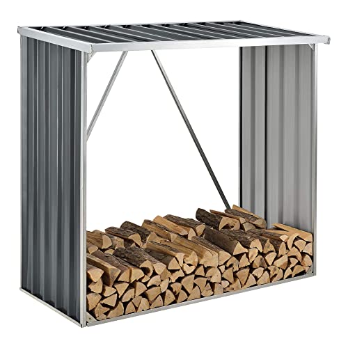 casa.pro Brennholzunterstand aus Stahl Brennholzlager Kaminholz Unterstand Regenschutz für Holz 156x80x152cm Anthrazit von casa.pro