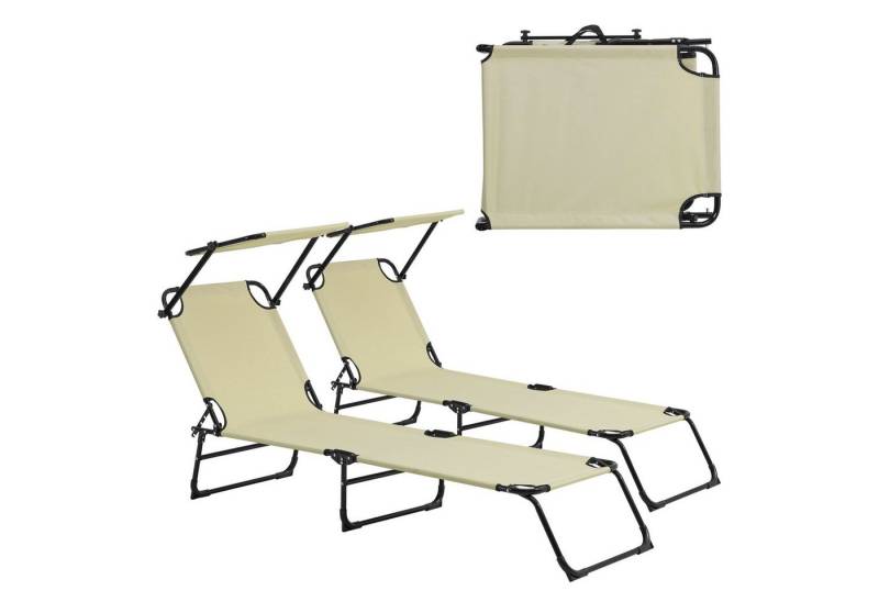 casa.pro Gartenliege, Set, 2er, »Lomeda« Strandliege 2er Set klappbar 187x53x27cm Stahl Beige von casa.pro